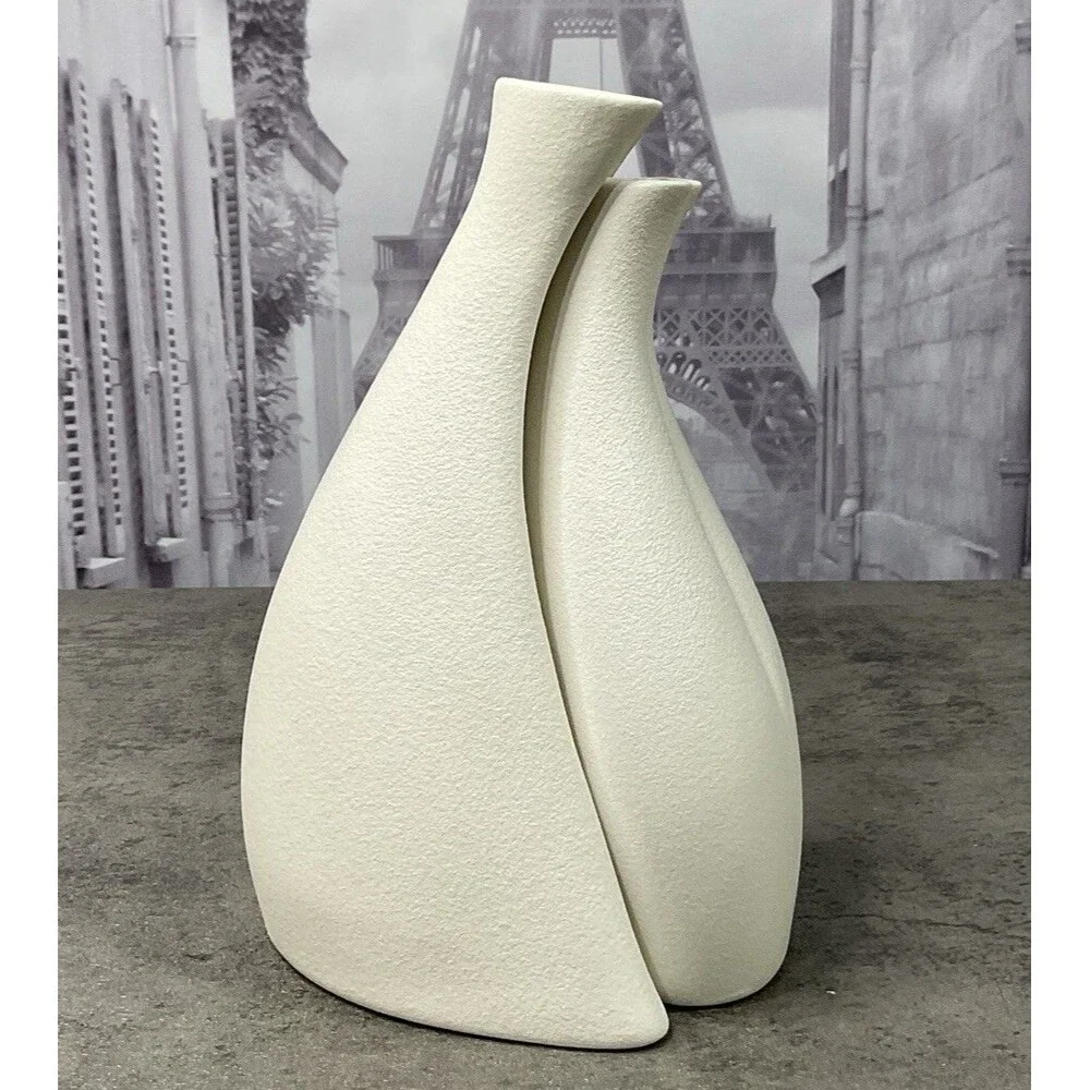 Nordic Style Ceramic Vase Set Of 2 Modern White Decorative Vase